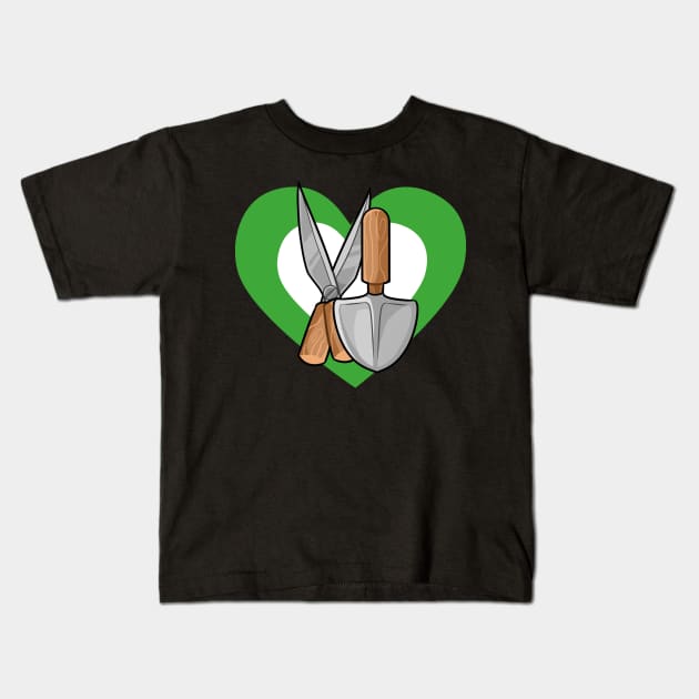 Cute Garden Tool Heart for Gardeners Kids T-Shirt by HeartsandFlags